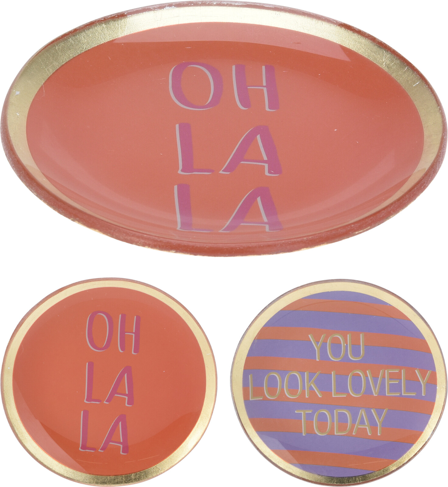 Bordje Glas Rond 10x10cm M. Tekst You Look Lovely Today Of Oh La La