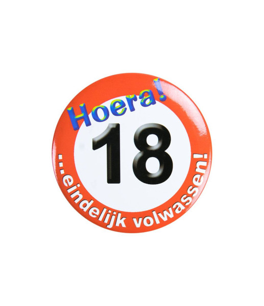 Button klein - 18 jaar verkeersbord