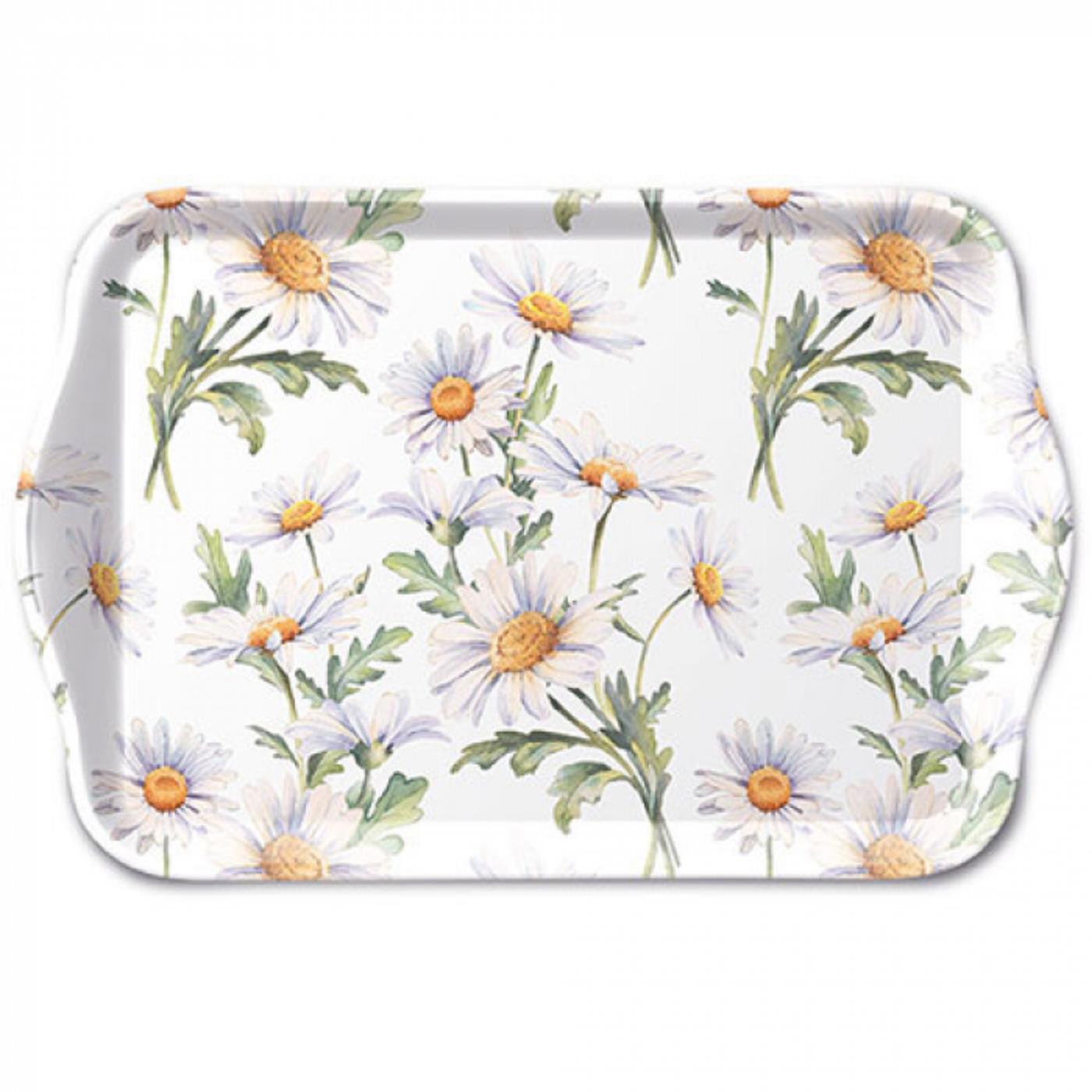 Tray melamine 13x21 cm Beautiful daisies white