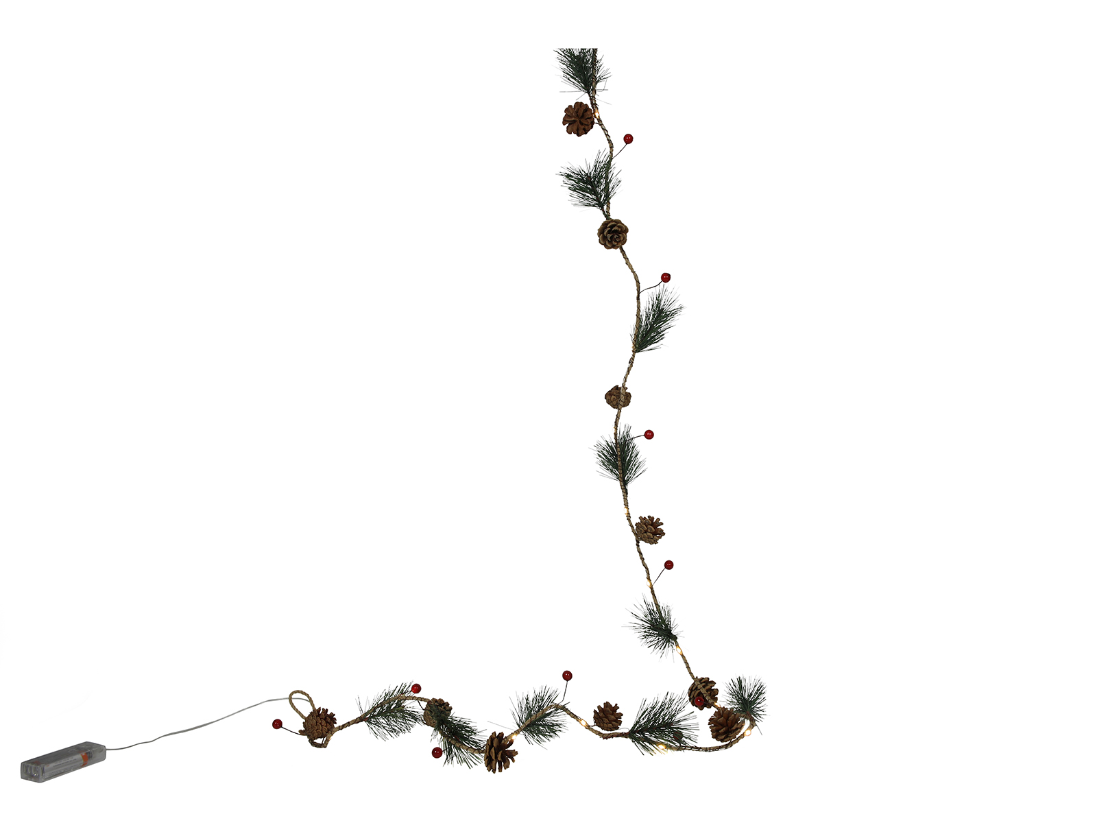 Guirlande &apos;red Berry, Pineleaf&apos; 20LED 180cm Exclusief 2xAA Batterij