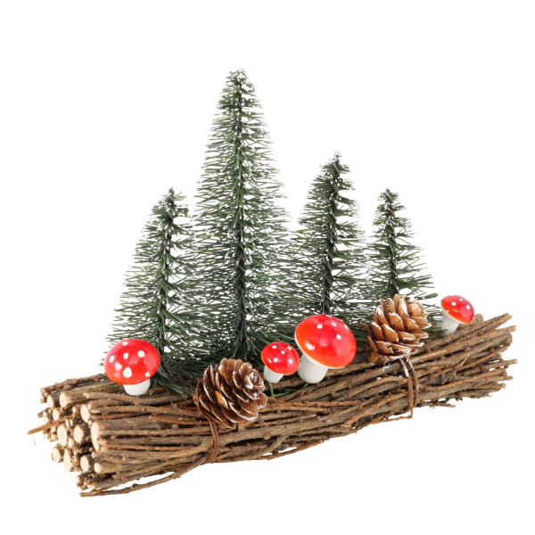 Kersttafereel met kerstbomen H17cm