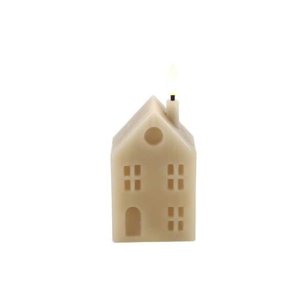 LED kaars huis S beige 5x6x14cm