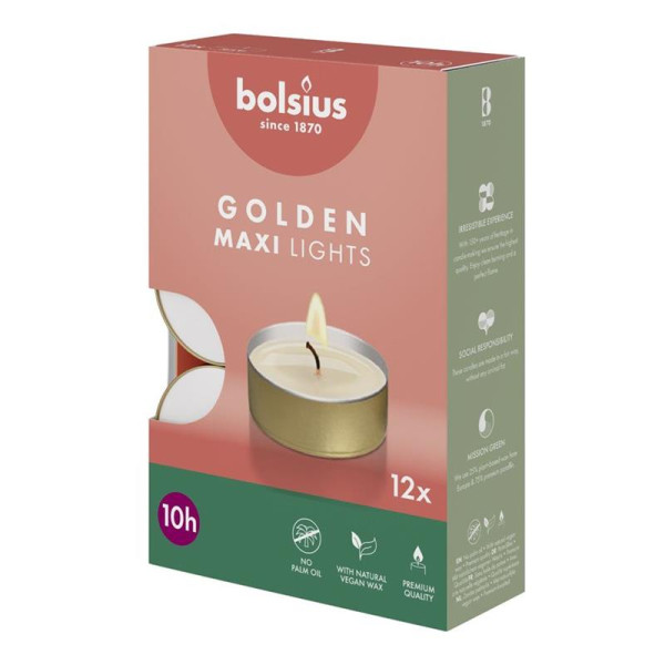 Bolsius Maxilicht Golden 10u doos a 12st