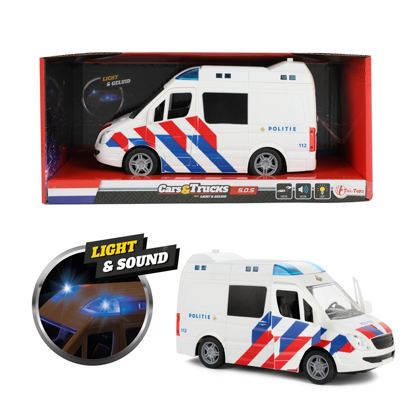 Toi Toys politiebus junior 21 cm wit-blauw-rood