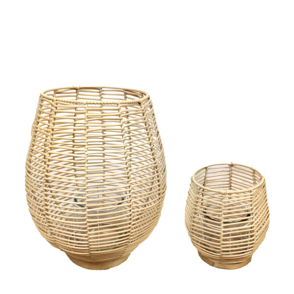 Lantaarn rattan Ø32x39cm set van 2