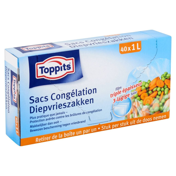 Toppits Diepvrieszakjes 1,0ltr 40stuks