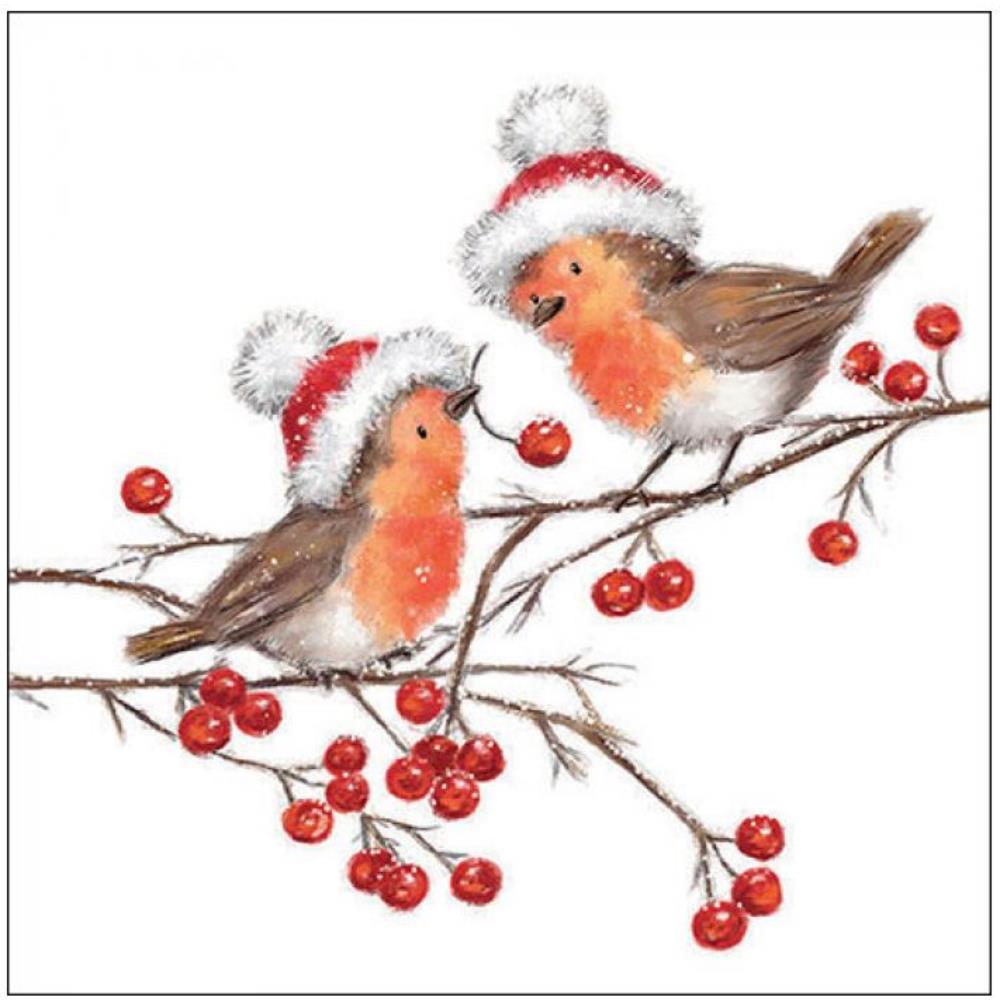 Ambiente Servetten 33cm Christmas Robins White FSC Mix