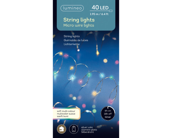 Strengverlichting 40 LED multikleur batt