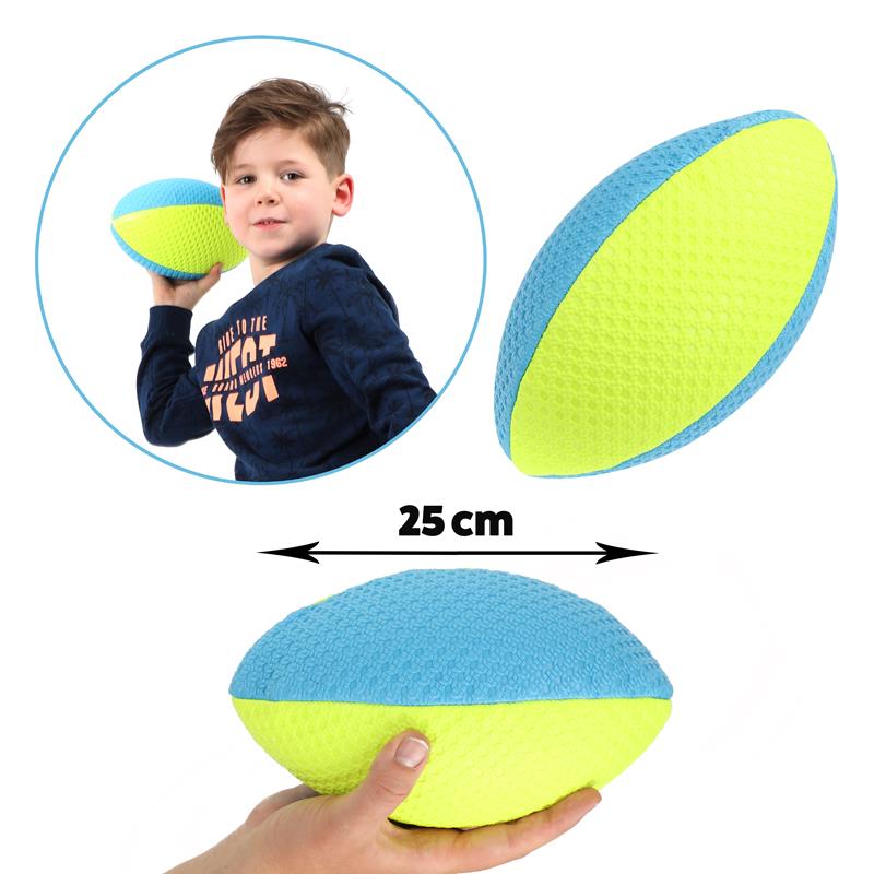 Toi Toys rugbybal 25 cm neon blauw-geel