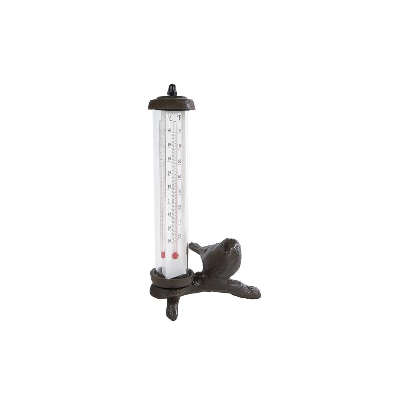 Buitenthermometer Vogel Metaal 11,5x9,5x19cm Antiek Bruin