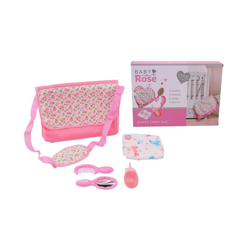 Baby Rose luiertas met accessoires meisjes roze 5 delig