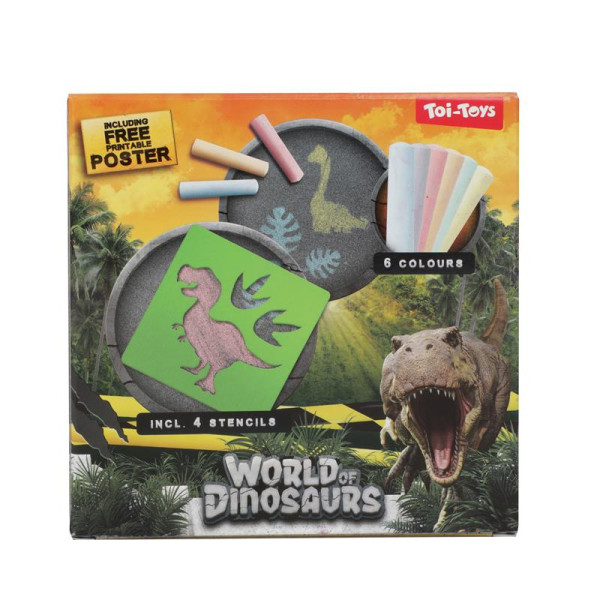 Toi Toys Dino stoepkrijtset + sjablonen