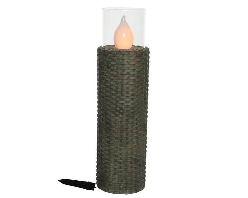 LED solarsteker wicker 63x18cm antraciet