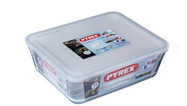 Pyrex schaal met deksel 27x23cm glas