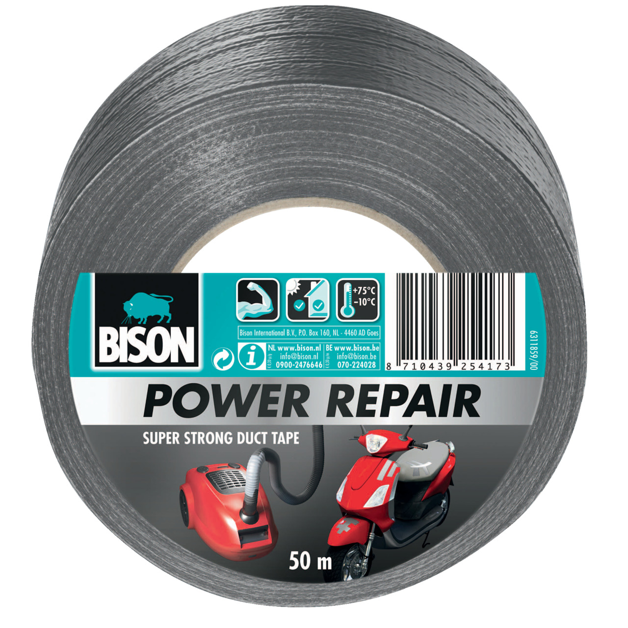 Bison Power Repair Tape Grijs 50meter X 4,8cm