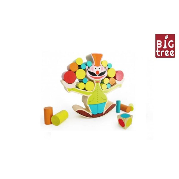 Balansspel clown hout 15-delig 18cm