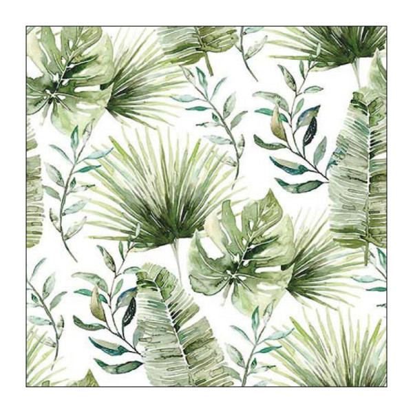 Ambiente Servet 33 Jungle leaves white