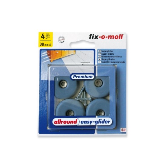 Fix-o-moll Easy Glijder Rond 38mm Grijs