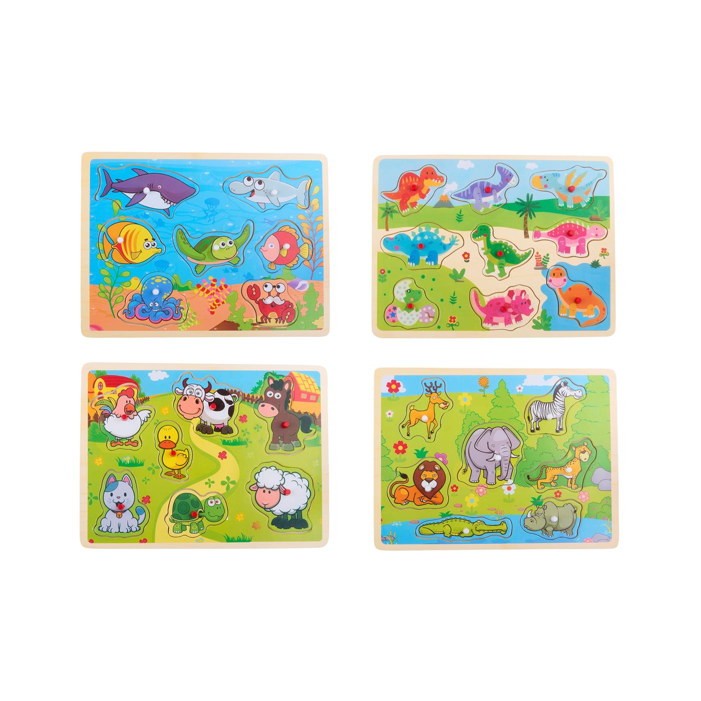 Houten Dieren Puzzel 9pcs 30x22x1,5cm