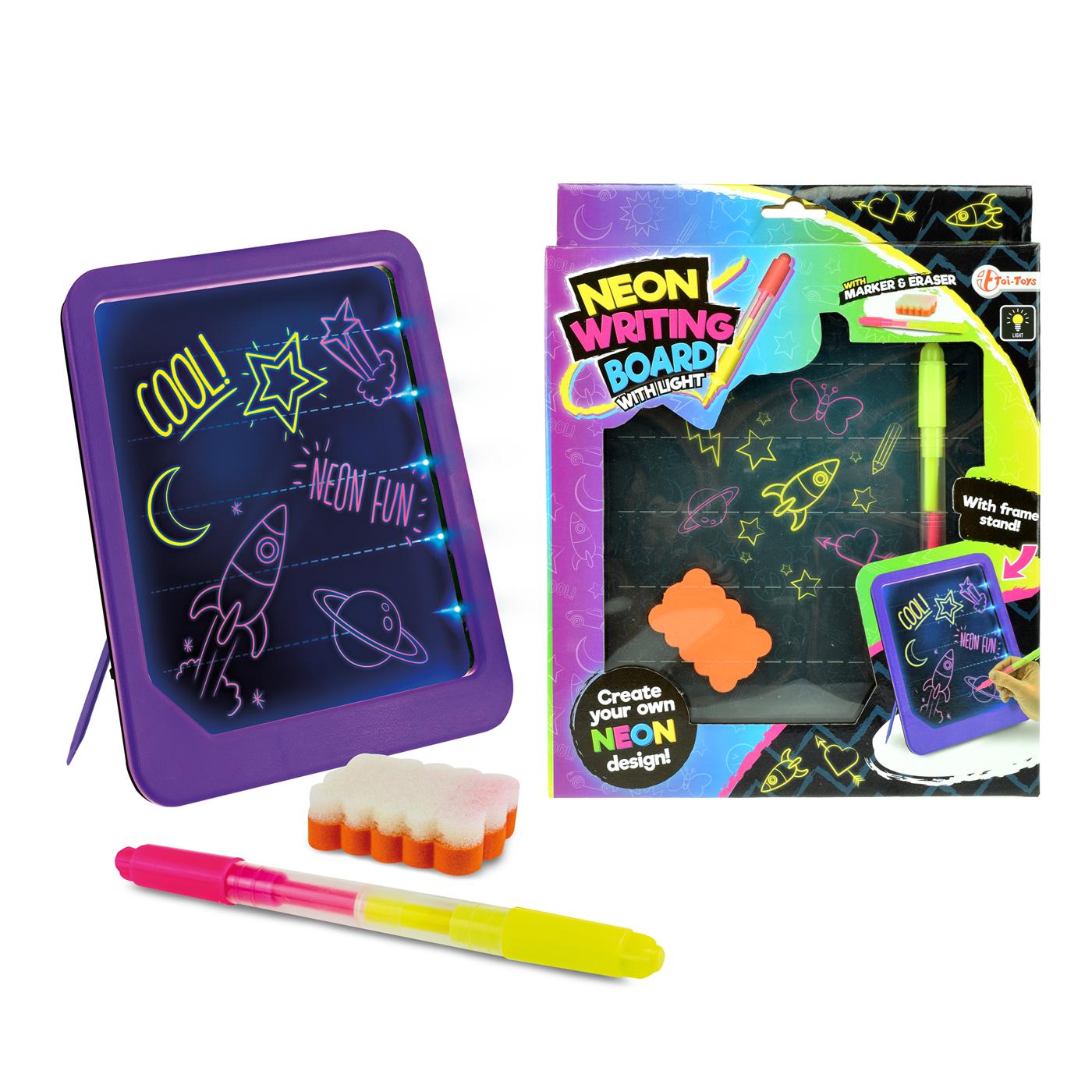 Toi Toys Neon Glow Schrijfbord Met Stift En Spons