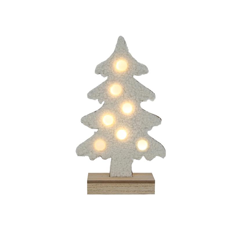 everlands kunstkerstboom Terry Vilt 7xLED Bolletjes Creme H27xb16cm, 2xAAA Excl