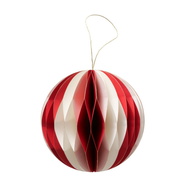 Kerstbal Yorki Ø12cm mat rood/wit papier