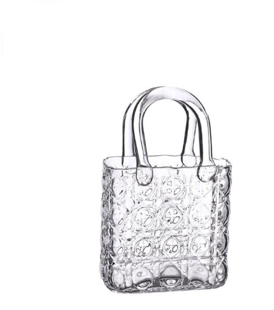 Merkloos Elysee Glazen Handtas Vaas 19x11x28cm