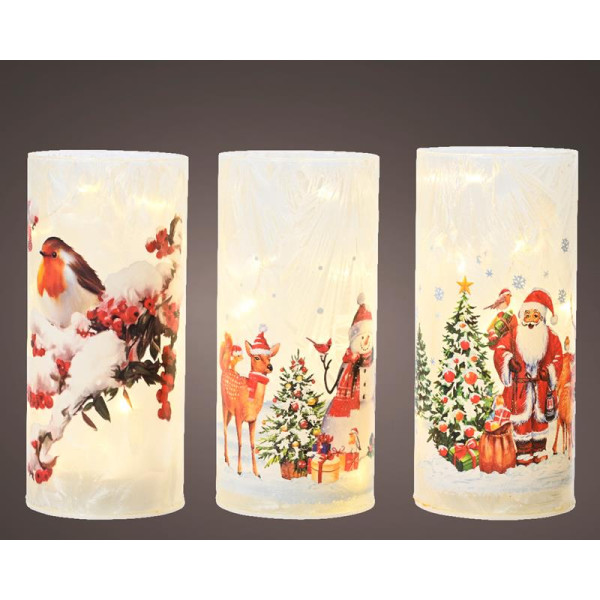 Lamp LED met kersttafereel H20cm