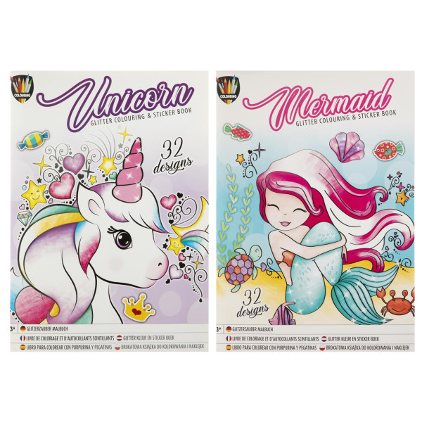 Grafix Colouring Glitter sticker boek A4