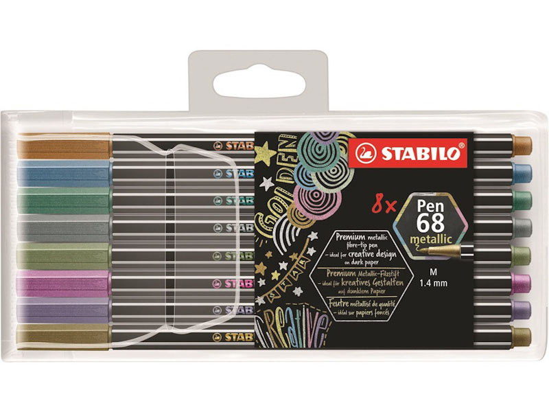 Stabilo viltstift pen 68 metallic etui a 8 stuks