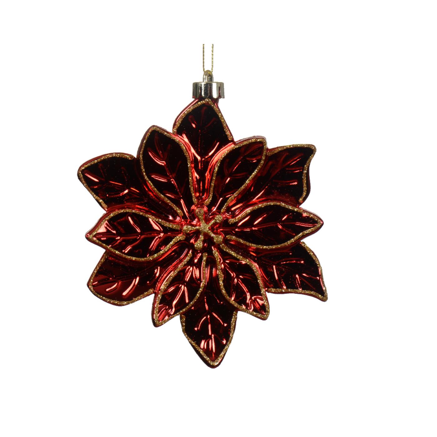 Decoris Kersthanger Poinsettia-Kerstster Kerst Rood Kunststof Dia.14,5cm