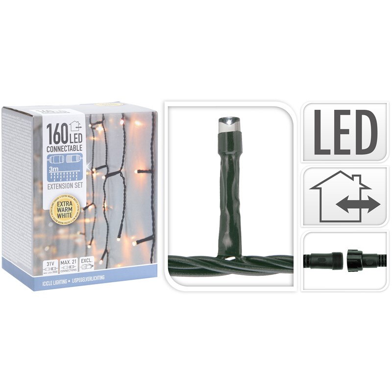 Koppelverlichting Icicle Verlichting Van 3m 160Led Extra Warmwit (exclusief 31V