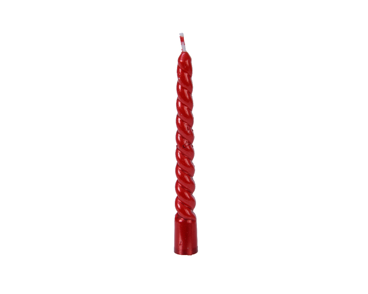 Decoris everlands kunstkerstboomkaarsjes Swirl Wax Rood ?1,2x10cm Verpakt Per 8