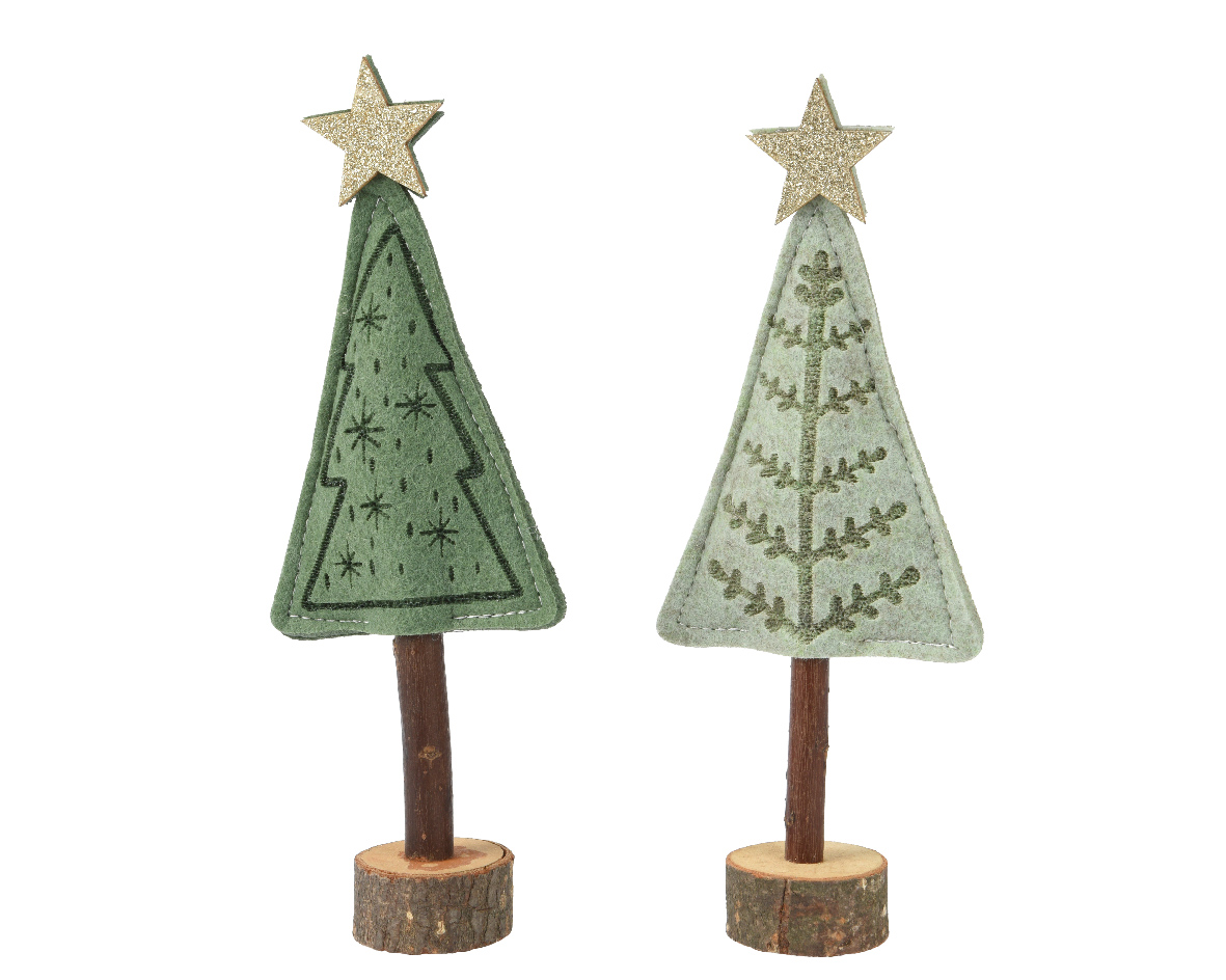 Decoris Decoratief everlands kunstkerstboom Van Vilt, Groen 8x4x20cm