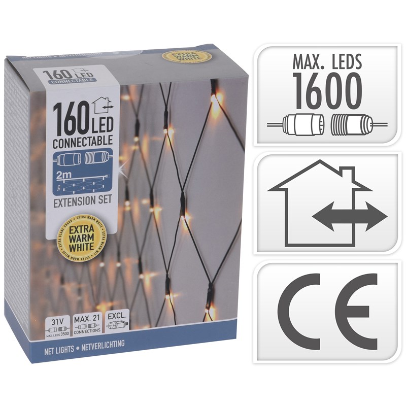 Koppelverlichting Netverlichting Met 160Led 2x1m Extra Warmwit Max. (exclusief