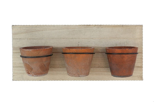 Plantenschap hout met 3 Potten