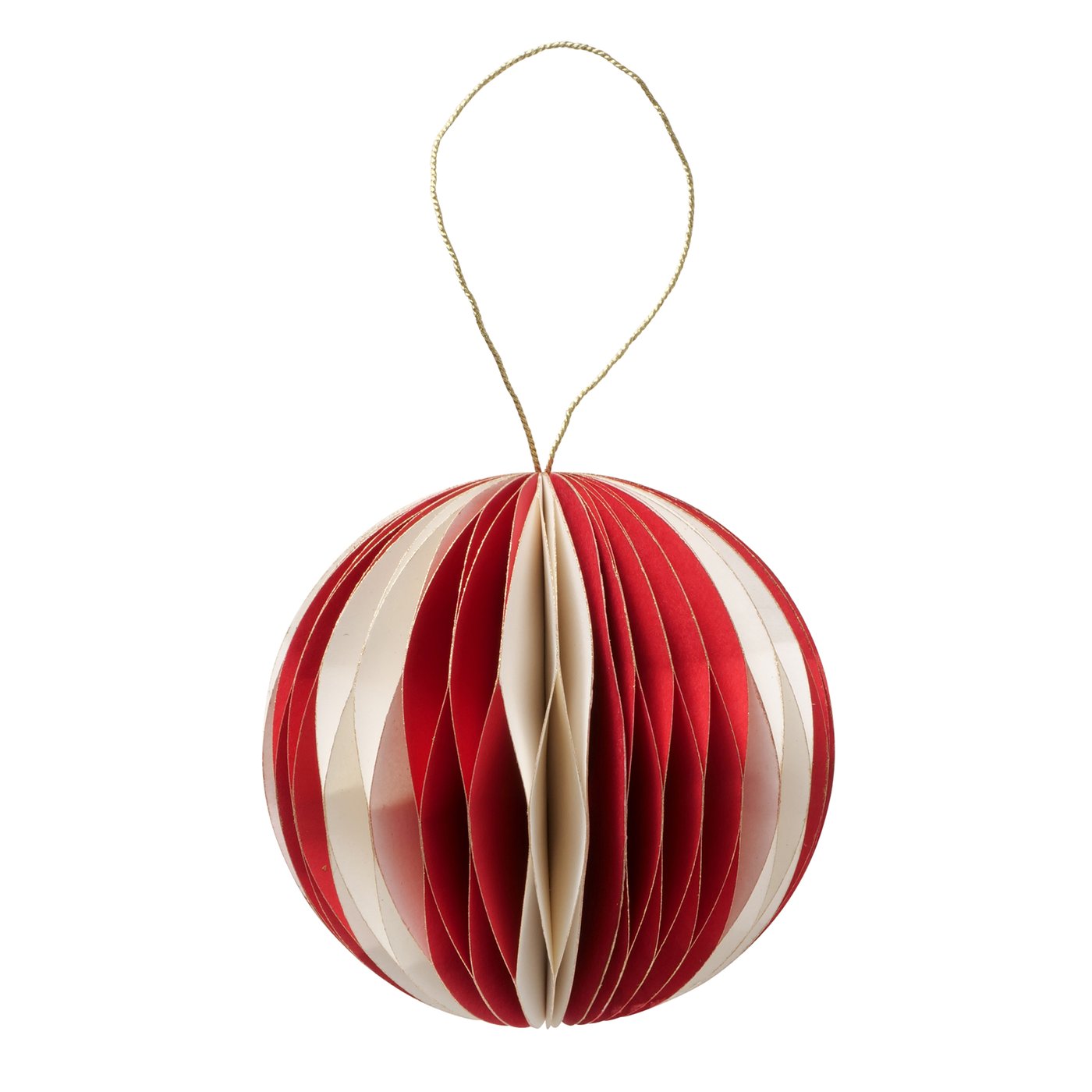 Kerstbal Yorki Papier Ø8,9cm Mat Rood/wit