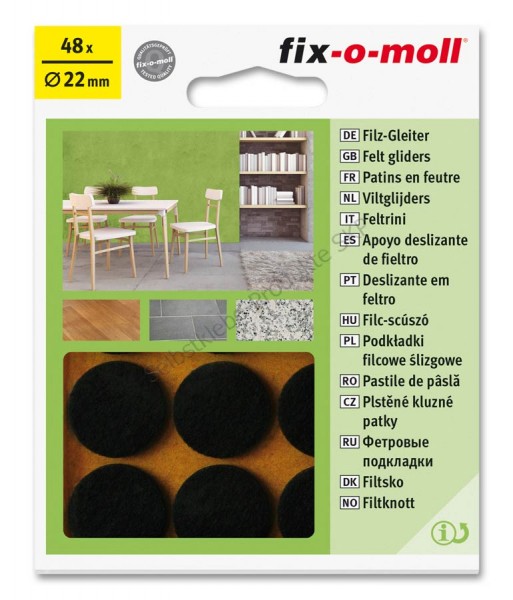 Fix-o-moll Viltgl Rond 22mm Bruin