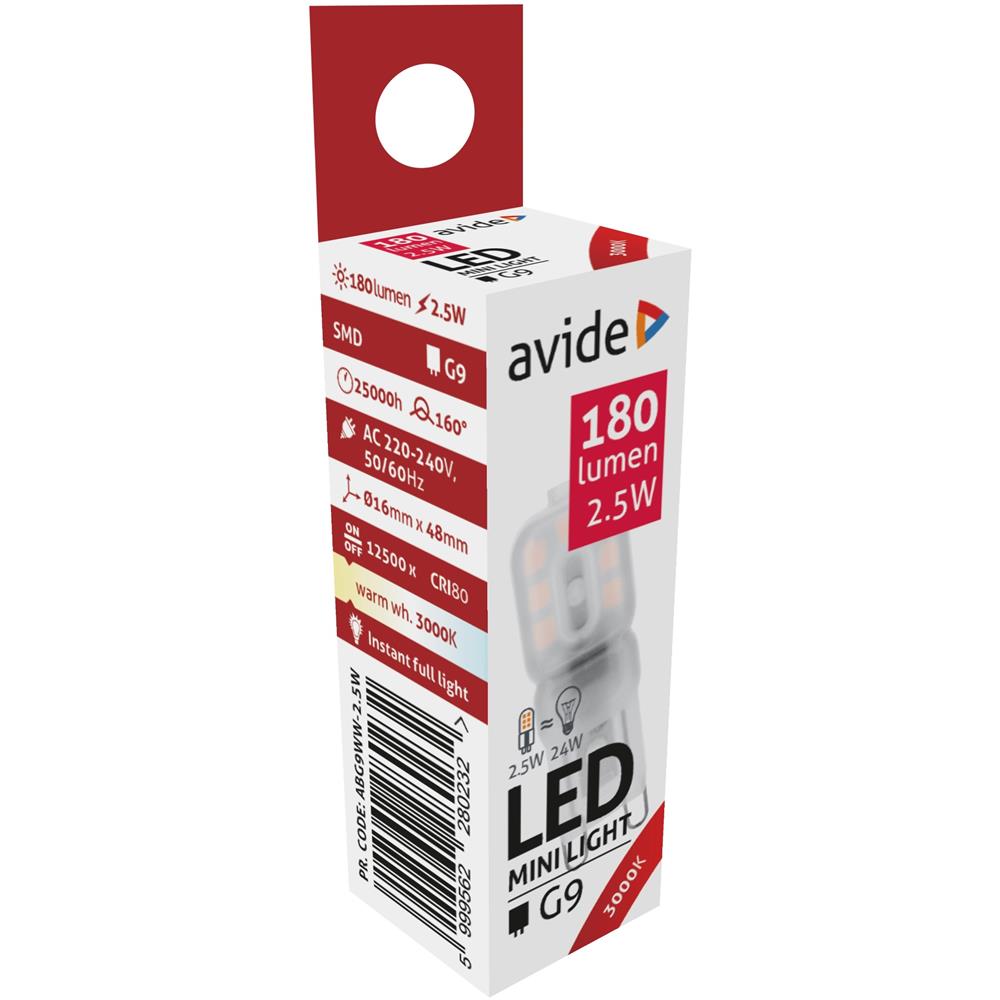 G9 led Warm wit Avide