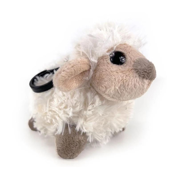 Pluche schaap 12cm met kraalogen