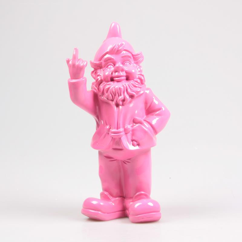 Stoobz Polystone Beeld Kabouter F*ck You Fuchsia 16x12x32cm