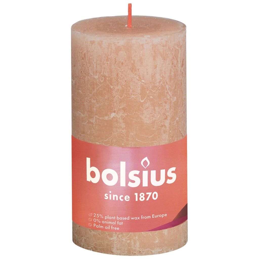 Bolsius Rustiek Stompkaars Shine Collection 130/68 Misty Pink- Nevelig Roze