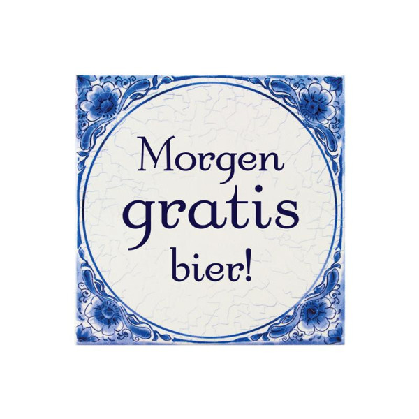 Tegel delfts blauw - Morgen gratis bier