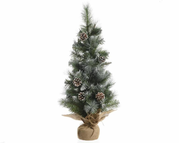 Mini Kunstkerstboom frosted 75cm met deco & jute