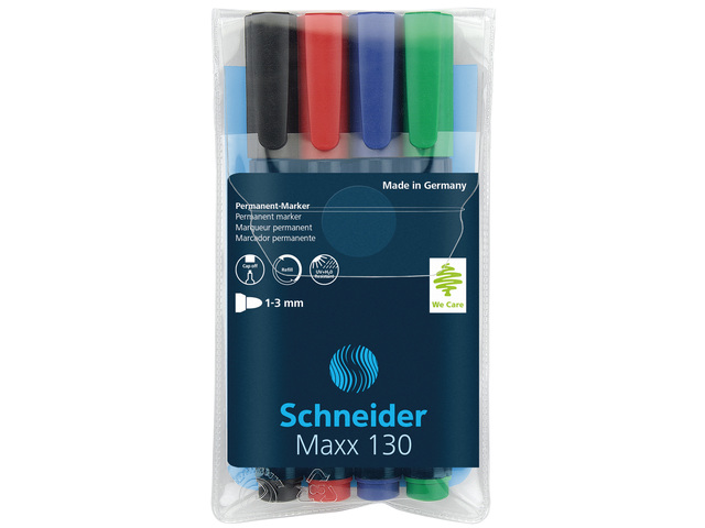 marker Schneider Maxx 130 permanent ronde punt etui á 4 stuks