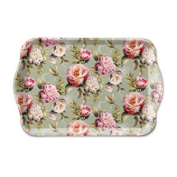 Ambiente Tray Peonies composition green