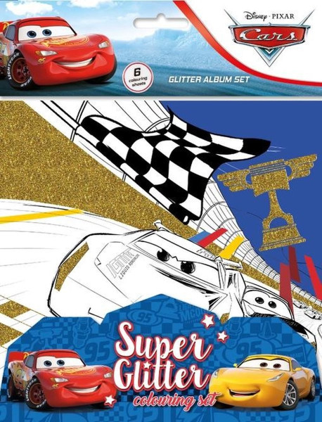 Cars 6 glitter kleurplaten 21,5x27,5cm