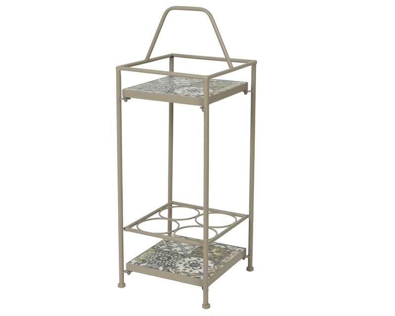 Toulouse Buitenwijnrek - Serveertafel Taupe Met Mozaiek-inleg 28x26x74.5cm