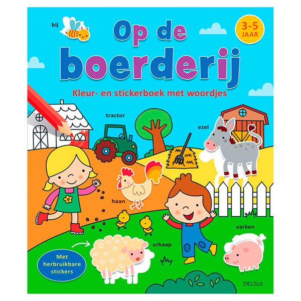 Kleur- en stickerboek met woordjes