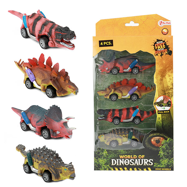 Toi Toys World Of Dinosaurs 4 Dino-auto's Pull Back